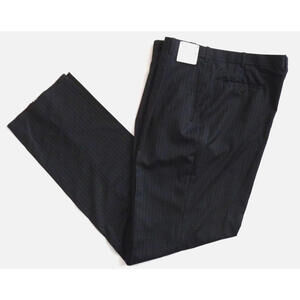 Unbranded Suit Pants Mens Blue w/ Sliver Stripe Unhemmed Pleated 46 Waist